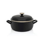 Niski garnek emaliowany 24 cm 5L, czarny, Black