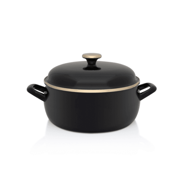 Niski garnek emaliowany 24 cm 5L, czarny, Black