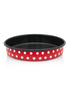 Okrągła forma do pieczenia 30 cm średnicy, czerwona, Dots on red