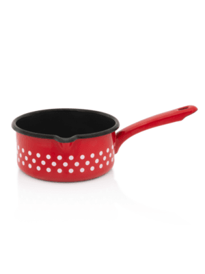 Rondel emaliowany z dzióbkiem, 16 cm 1.6L, czerwony, Dots on red