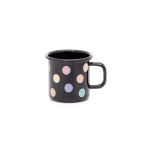Kubek emaliowany 8 cm 0,37 l, czarny, Pastel Dots