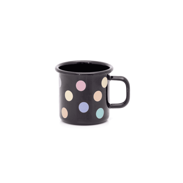 Kubek emaliowany 8 cm 0,37 l, czarny, Pastel Dots