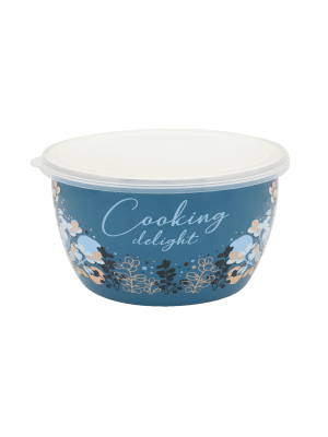 Pojemnik emaliowany z plastikową porkywką 16 cm 1.7 L, niebieski, Cooking Delight