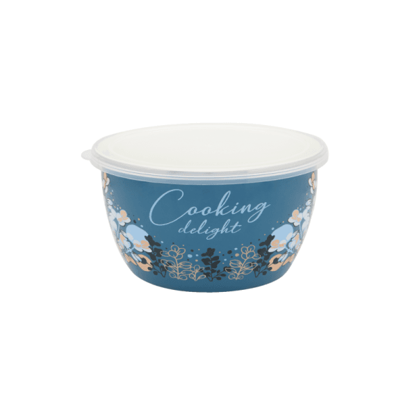 Pojemnik emaliowany z plastikową porkywką 16 cm 1.7 L, niebieski, Cooking Delight