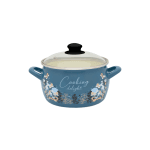 Garnek emaliowany 20 cm 4.2 L, ze szklaną pokrywką, niebieski, Cooking Delight