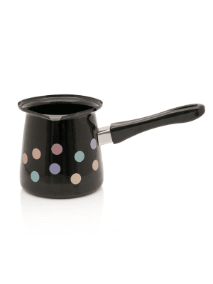 Klasyczny tygielek emaliowany na 12 kaw, 1,2 l, czarny, Pastel Dots