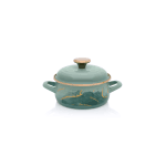 Niski garnek emaliowany z pokrywką 16 cm 1,5 l, miętowy, kolekcja Marble
