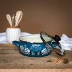 Niski garnek emaliowany 20 cm 2.9 L, ze szklaną pokrywką, niebieski, Cooking Delight