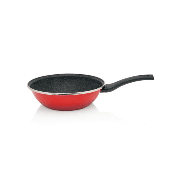 Wok emaliowany 28 cm, czerwony, Granit Induction