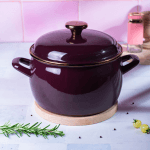 Garnek emaliowany z emaliowaną pokrywką, 24 cm 7.5L, bordowy, Bordeaux