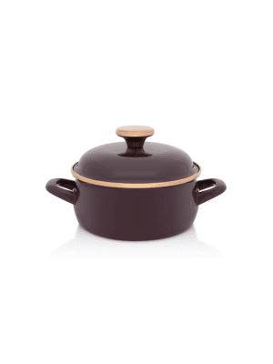 Niski garnek emaliowany 16 cm 1.5L, bordowy, Bordeaux