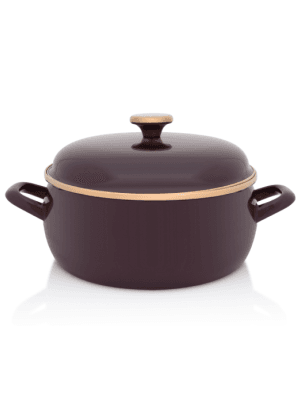 Niski garnek emaliowany z emaliowaną pokrywką 20 cm 2.9L, bordowy, Bordeaux