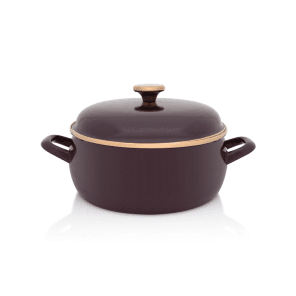 Niski garnek emaliowany z emaliowaną pokrywką 20 cm 2.9L, bordowy, Bordeaux