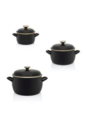 Zestaw naczyń emaliowanych Black - 2.2 l + 4.2 l + 7.5 l
