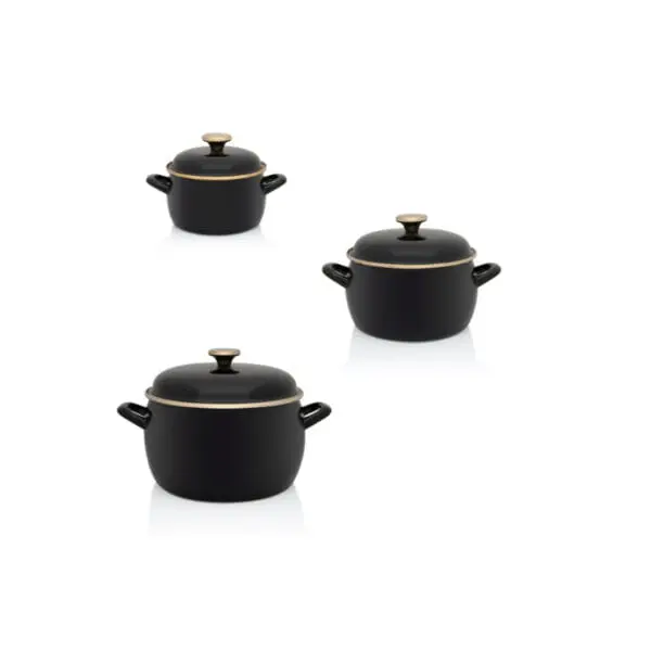 Zestaw naczyń emaliowanych Black - 2.2 l + 4.2 l + 7.5 l