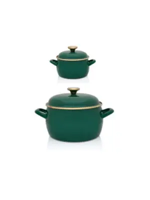Zestaw naczyń emaliowanych Dark Green - 2.2 l + 7.5 l