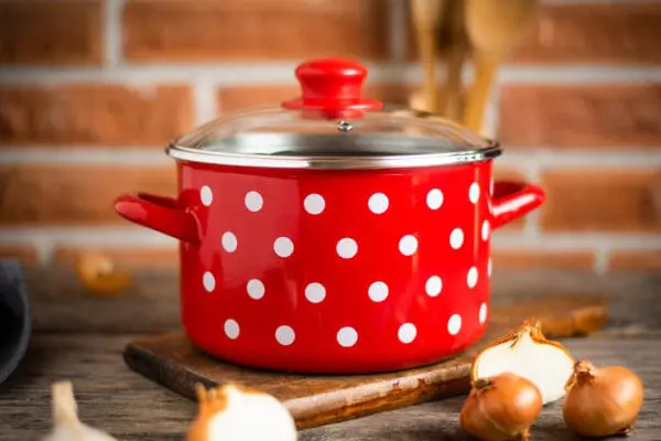 Zestaw garnków emaliowanych Dots on red - 3 l + 4 l + 5 l