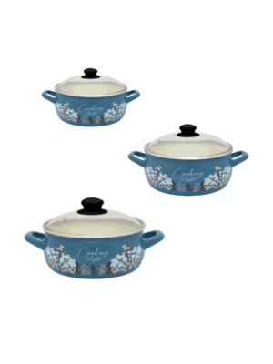 Zestaw niskich garnków emaliowanych Cooking Delight -1.5 l + 2.9 l + 5 l