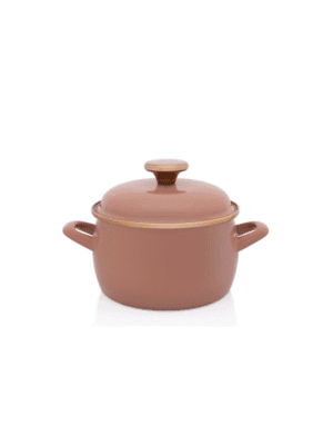Garnek emaliowany z emaliowaną pokrywką 16 cm, 2,2 l, beżowy kolekcja Mokka