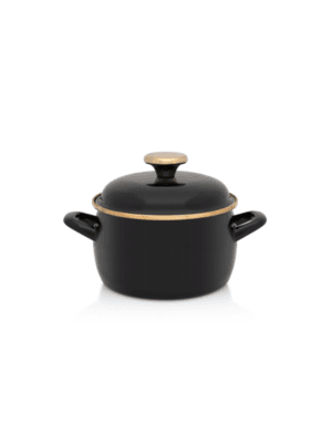 Garnek emaliowany z emaliowaną pokrywką 16 cm 2.2L, czarny, kolekcja Black
