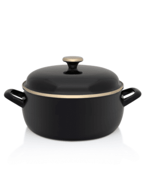 Niski garnek emaliowany 24 cm 5L, czarny, Black