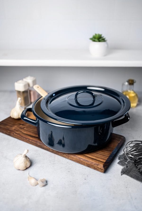 Niski garnek emaliowany 20 cm 2.8L, granatowy, Teget Finska