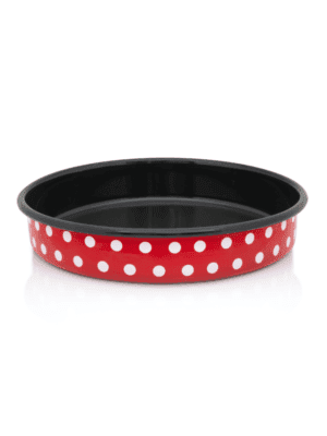 Okrągła forma do pieczenia 30 cm średnicy, czerwona, Dots on red
