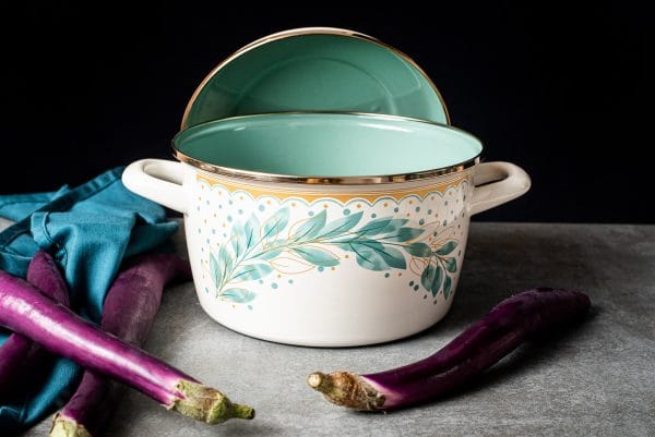 Garnek emaliowany z emaliowaną pokrywką, 24 cm 6.0L, jasnokremowy, Green Line