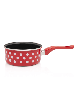 Rondel emaliowany, 16 cm 1.5L, czerwony w białe kropki, Dots on red
