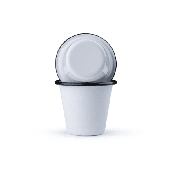 Mały tumbler, kieliszek emaliowany 150 ml, biały