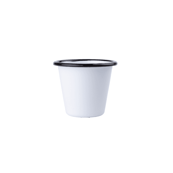 Mały tumbler, kieliszek emaliowany 150 ml, biały