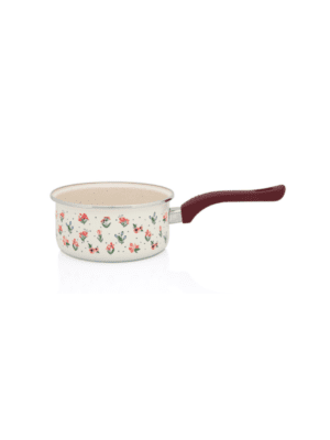 Rondel emaliowany 18 cm, 2 l, jasnokremowy, kolekcja Flowers