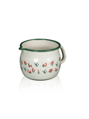 Klasyczny wypukły dzbanek z dzióbkiem 14 cm, 2 l, jasnokremowy, kolekcja Flowers