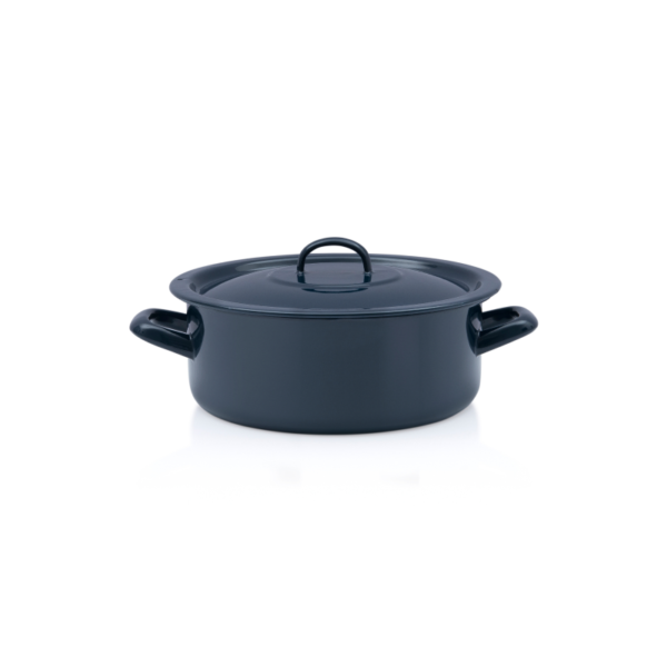 Niski garnek emaliowany 24 cm 4.5L, granatowy, Teget Finska