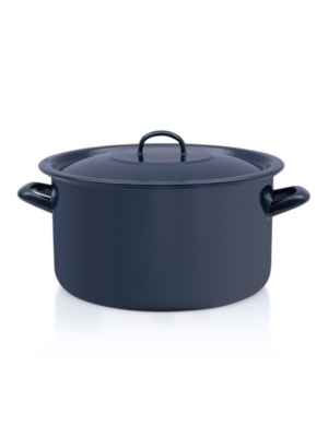 Garnek emaliowany z pokrywką 28 cm, 10 l, granatowy, kolekcja Teget Finska